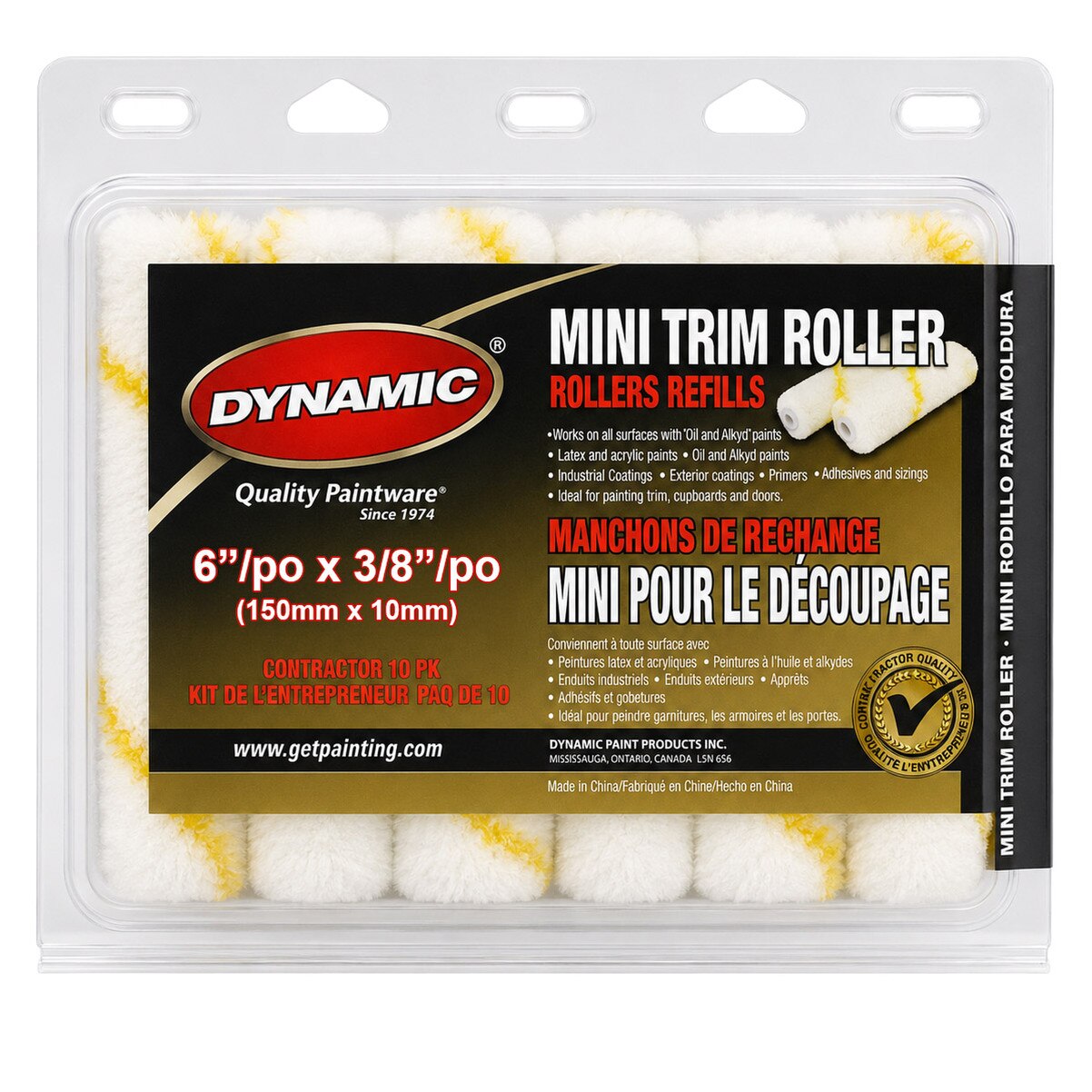 10-pack on mini paint roller covers